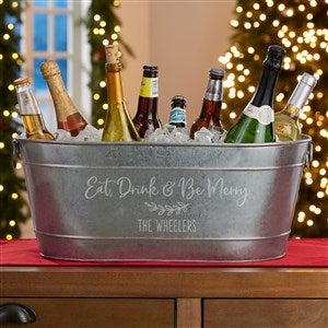 Eat, Drink  Be Merry Personalized Galvanized Beverage Tub - 32472