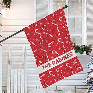 Candy Cane Lane Personalized House Flag - 32475
