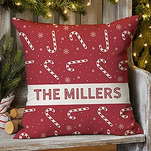Candy Cane Lane Personalized Outdoor Throw Pillow - 16x16 - 32476