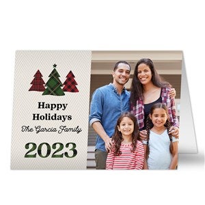 Plaids & Prints Personalized Photo Christmas Card - Signature - 32485