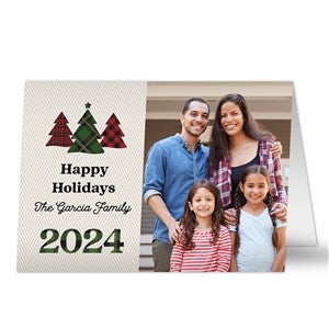 Plaids & Prints Personalized Photo Christmas Card - Premium - 32485-P