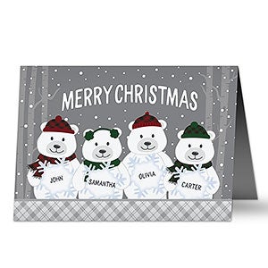 Polar Bear Family Personalized Christmas Card - Premium - 32486-P