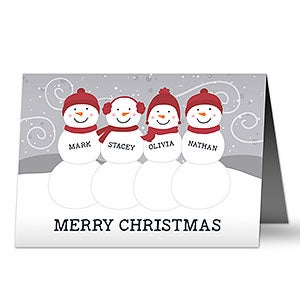Snowman Family Personalized Christmas Card - Premium - 32487-P