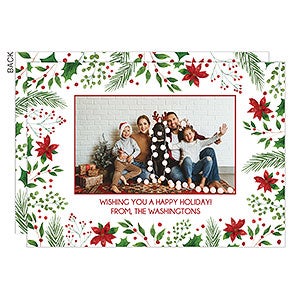 Holly Berry Photo Personalized Holiday Card - Signature - 32490