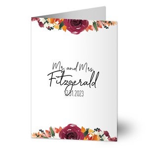 Blush Colorful Floral Personalized Wedding Greeting Card - Signature - 32497