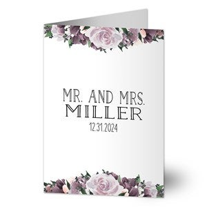Plum Colorful Floral Personalized Wedding Greeting Card Signature - 32498