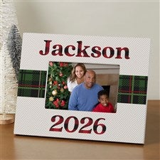 Plaid  Print Christmas Year Personalized Tabletop Picture Frame- Horizontal - 32521-H