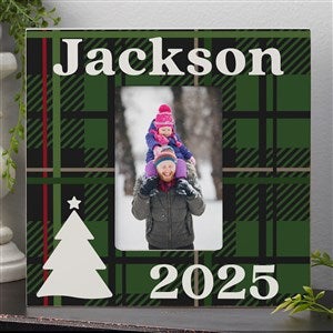 Plaid  Print Christmas Year Personalized Box Picture Frame Vertical - 32521-BV