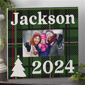 Plaid & Print Christmas Year Personalized Box Picture Frame Horizontal - 32521-BH