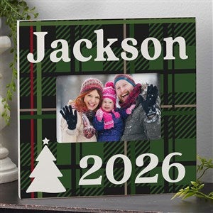 Plaid  Print Christmas Year Personalized Box Picture Frame Horizontal - 32521-BH