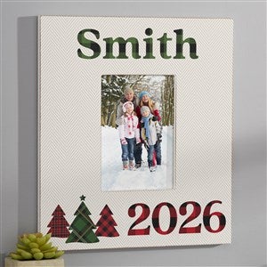 Plaid  Print Christmas Year Personalized Wall Picture Frame Vertical - 32521-WV