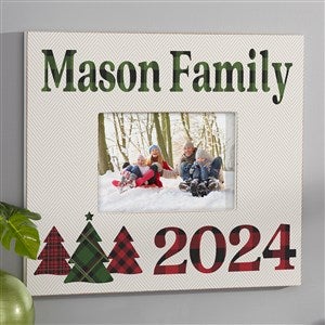 Plaid & Print Christmas Year Personalized Wall Picture Frame Horizontal - 32521-WH