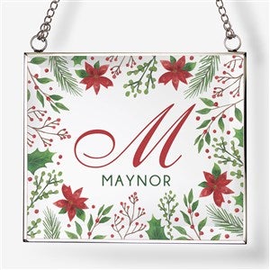 Christmas Poinsettia Personalized Glass Suncatcher - 32536