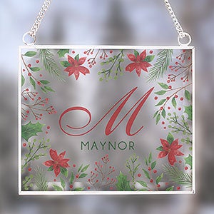 Christmas Poinsettia Personalized Glass Suncatcher - 32536