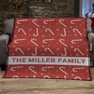 Candy Cane Lane Personalized 56x60 Woven Throw - 32538-A