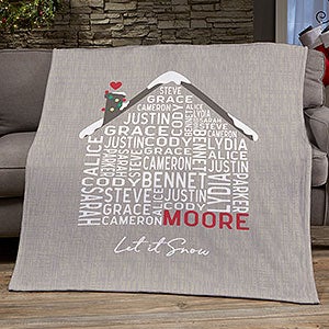 Christmas Family House Personalized 50x60 Lightweight Fleece Blanket - 32539-LF