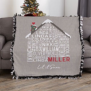 Christmas Family House Personalized 50x60 Tie Blanket - 32539-T