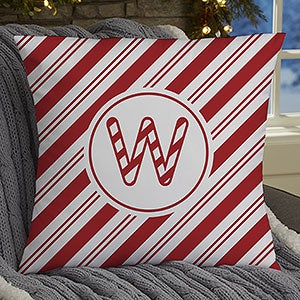 Candy Cane Lane Personalized Christmas 18x18 Throw Pillow - 32543-L