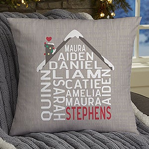 Christmas Family House Personalized 18x18 Throw Pillow - 32544-L