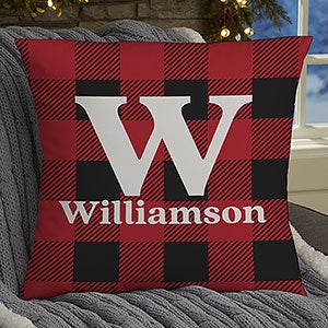 Plaid & Prints Personalized Christmas 18x18 Throw Pillow - 32545-L