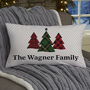 Plaid & Prints Personalized Christmas Lumbar Throw Pillow - 32545-LB