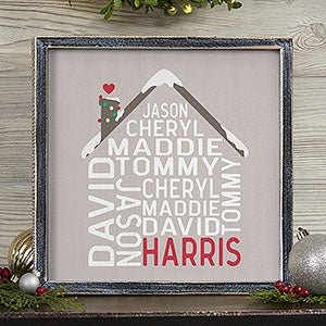 Christmas Family House Personalized Blackwashed Frame Wall Art - 12x12 - 32548B-12x12