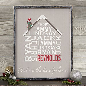 Christmas Family House Personalized Blackwashed Frame Wall Art - 14x18 - 32548B-14x18