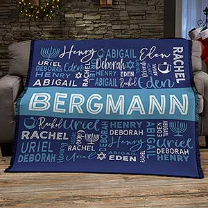 Hanukkah Personalized 56x60 Woven Throw - 32561-A