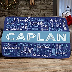 Hanukkah Personalized 50x60 Sherpa Blanket - 32561-S