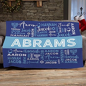 Hanukkah Personalized 60x80 Plush Fleece Blanket - 32561-FL