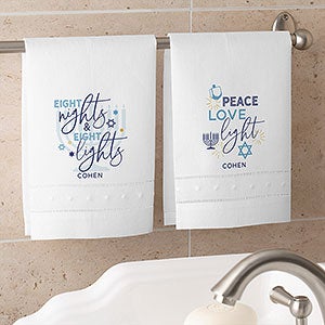 Hanukkah Words Personalized Linen Towel Set - 32563