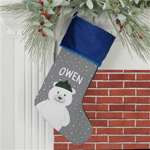 Polar Bear Family Personalized Blue Christmas Stocking - 32574-BL