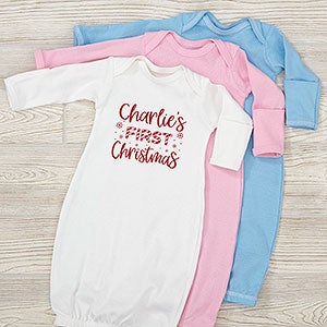 Candy Cane First Christmas Personalized Baby Gown - 32575-G