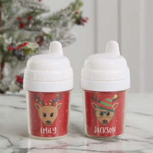 Build Your Own Reindeer Personalized Toddler 10oz Sippy Cup Pink