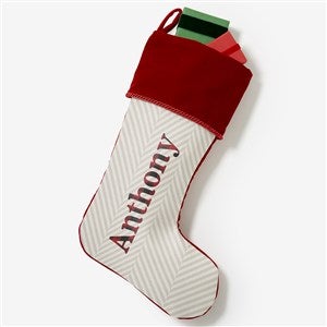 Plaid  Prints Personalized Burgundy Christmas Stocking - 32617-B