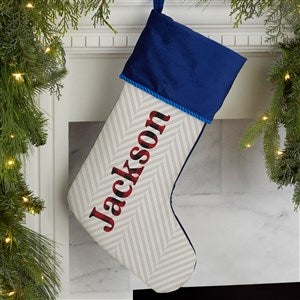 Plaid & Prints Personalized Blue Christmas Stocking - 32617-BL