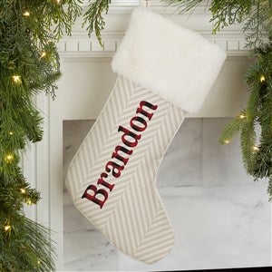 Plaid & Prints Personalized Ivory Faux Fur Christmas Stocking - 32617-IF