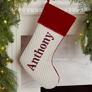 Plaid & Prints Personalized Burgundy Christmas Stocking - 32617-B