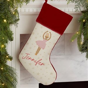 Sugarplum & Nutcracker Personalized Burgundy Christmas Stocking - 32618-B