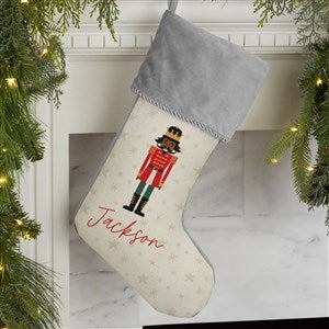 Sugarplum & Nutcracker Personalized Grey Christmas Stocking - 32618-GR