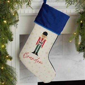 Sugarplum & Nutcracker Personalized Blue Christmas Stocking - 32618-BL