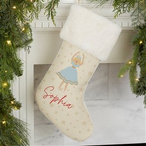 Sugarplum & Nutcracker Personalized Ivory Faux Fur Christmas Stocking - 32618-IF