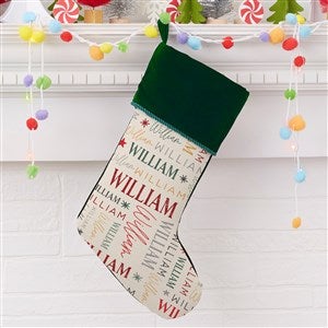 Sugarplum Repeating Name Personalized Green Christmas Stocking - 32619-G