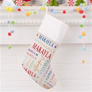 Sugarplum Repeating Name Personalized Ivory Christmas Stocking - 32619-I