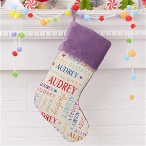 Sugarplum Repeating Name Personalized Purple Christmas Stocking - 32619-P