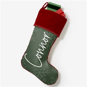 Elegant Snowflake Personalized Burgundy Christmas Stocking - 32620-B