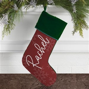 Elegant Snowflake Personalized Green Christmas Stocking - 32620-G