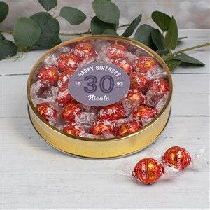 Modern Birthday For Her  Personalized Large Gold Lindt Gift Tin- Milk Chocolate - 32623D-LM
