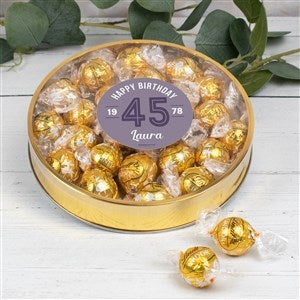 Modern Birthday For Her Personalized Large Gold Lindt Gift Tin - White Chocolate - 32623D-LW