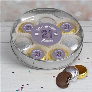 Modern Birthday For Her Large Tin with 8 Chocolate Covered Oreo Cookies - Silver - 32624D-LS